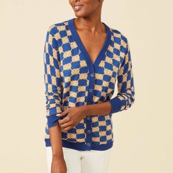 J. McLaughlin Kristyn Cardigan in Midi Heraldic Knot Blue Size XS - Picture 2 of 12